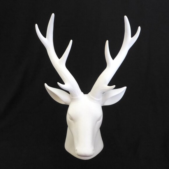 Elle Decor Other - NEW 15” PORCELAIN WHITE STAG DEER ANTLERS HEAD TABLE TOP PORCELAIN STATUE